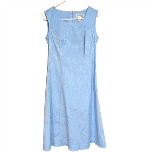 NorthStyle Dress Sleeveless Damask Blue Women's Size‎ 6 Stretch Washable Zipper - Picture 1 of 7